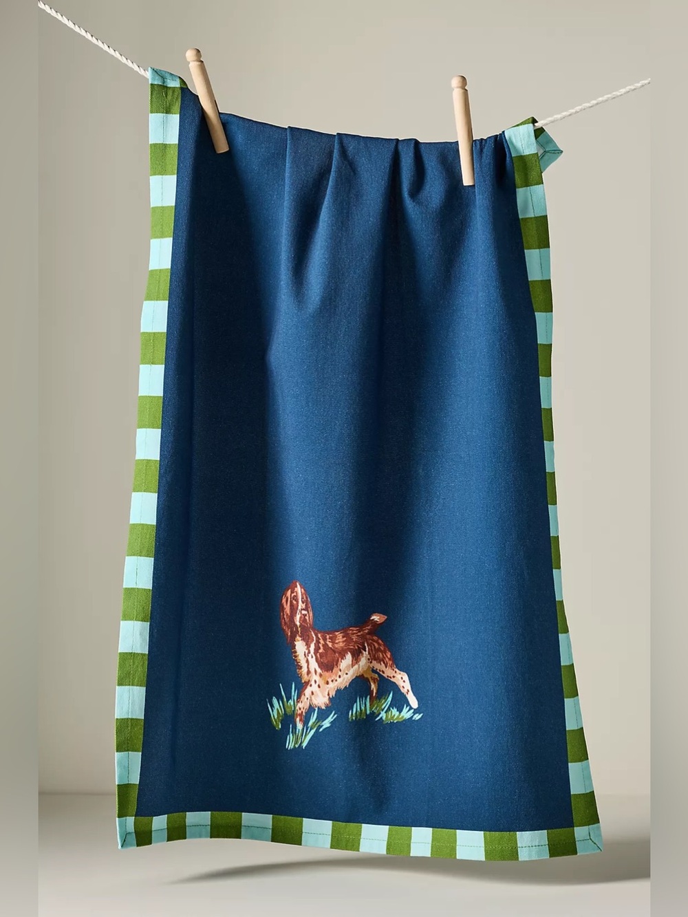 ANTHROPOLOGIE Portobello Dog Dish Towel Blue $24 NWT
